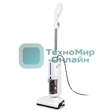 Пылесос вертикальный паровой Kitfort КТ-5157-3 белый/синий, питание от сети, 600 Вт, уборка влажная/паром/сухая, пылесборник 1,2 л