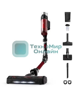 Пылесос вертикальный Tefal X-Force Flex TY2079WO черный/красный, питание от аккумулятора, 100 Вт, уборка сухая, пылесборник 0.4 л