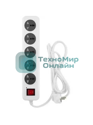 Сетевой фильтр Buro 500UNH-3-WG 3м, 5 розеток, белый/серый, коробка