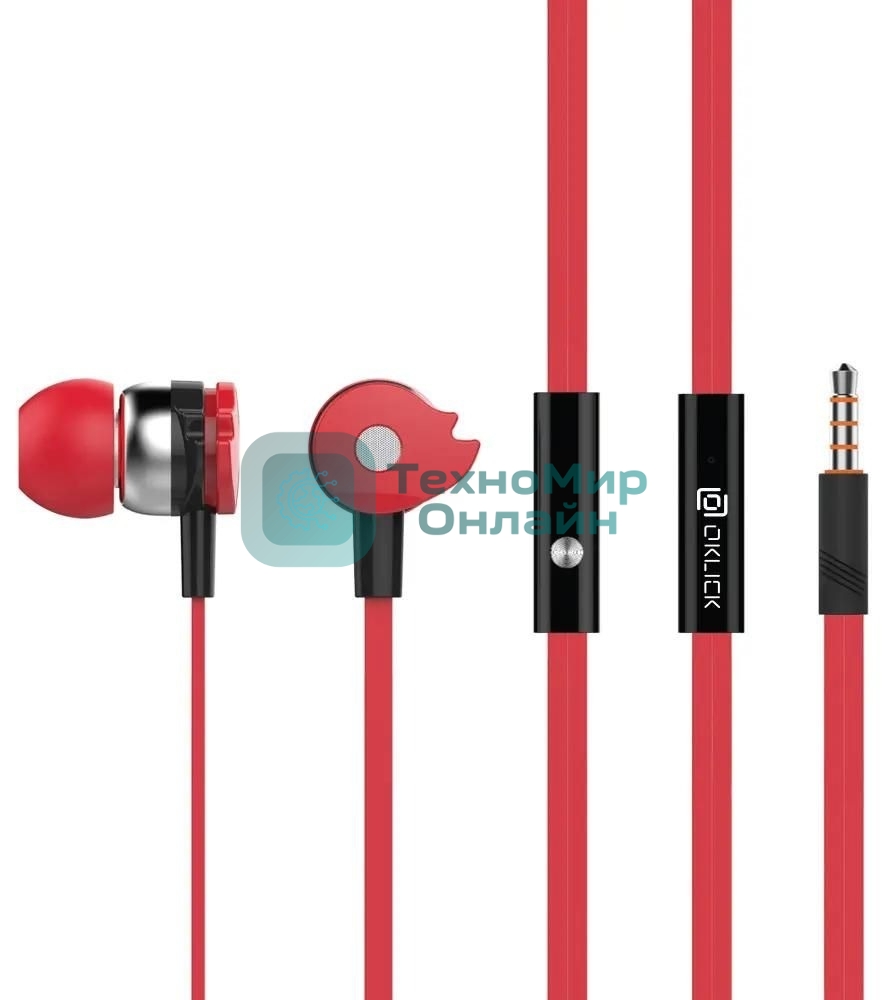 Проводные наушники Oklick HS-S-210 красный, внутриканальные, Jack 3.5 мм