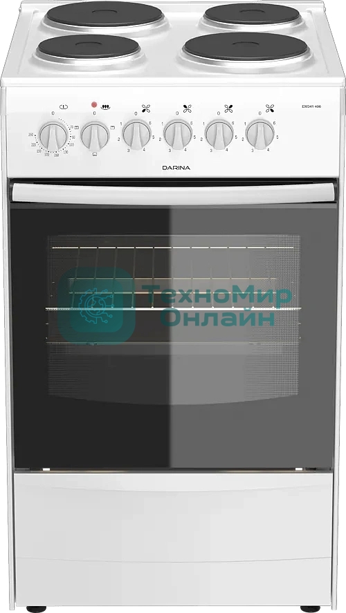 Плита электрическая Darina 1B EM 341 406 W белый/черный, конфорок 4 шт, духовка 50 л, 50 см x 85 см x 56 см