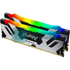 Оперативная память Kingston Fury Renegade, DDR5, 32Gb (2x16GB), 7600MHz, CL38, DIMM, с радиатором, RGB, серебристый/черный
