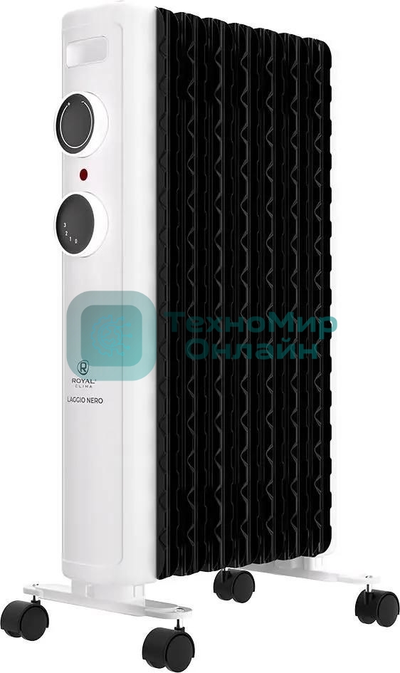 Обогреватель масляный Royal Clima Laggio Nero ROR-LN7-1500M, с терморегулятором, 1500Вт, 6 секций, 3 режима, белый/серый