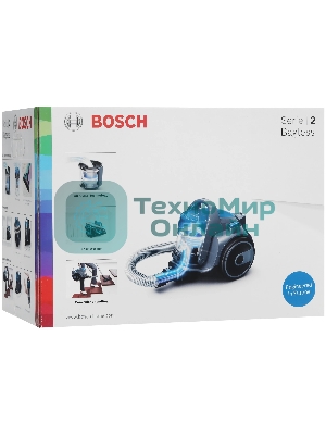 Пылесос Bosch BGS05A220 синий/серый, 700 Вт, уборка сухая, пылесборник контейнер 1.5 л