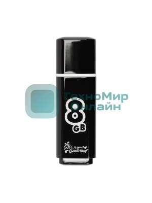 Флешка USB Smartbuy Glossy series black (SB8GbGS-K), 8Gb, USB 2.0, R/W 25/15, черный