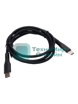 Кабель USB2.0 Cablexpert CC-USB2S-CMCM-1M-BK Type-C/Type-C, 3А, 65Вт, PD/QC3.0, силиконовый, 24 AWG, медь, 1м, черный, пакет
