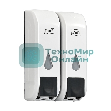 Дозатор для жидкого мыла пластиковый puff-8108 белый с черной кнопкой, 350+350 мл, 22х9х14 см