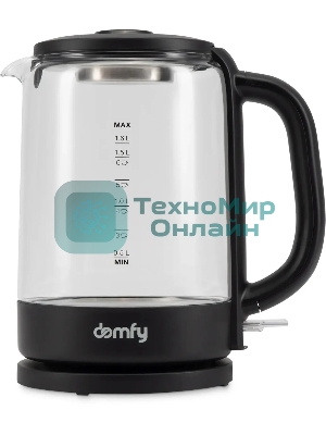 Чайник электрический Domfy DSB-EK304 1.7л. 2200Вт черный (корпус: стекло)
