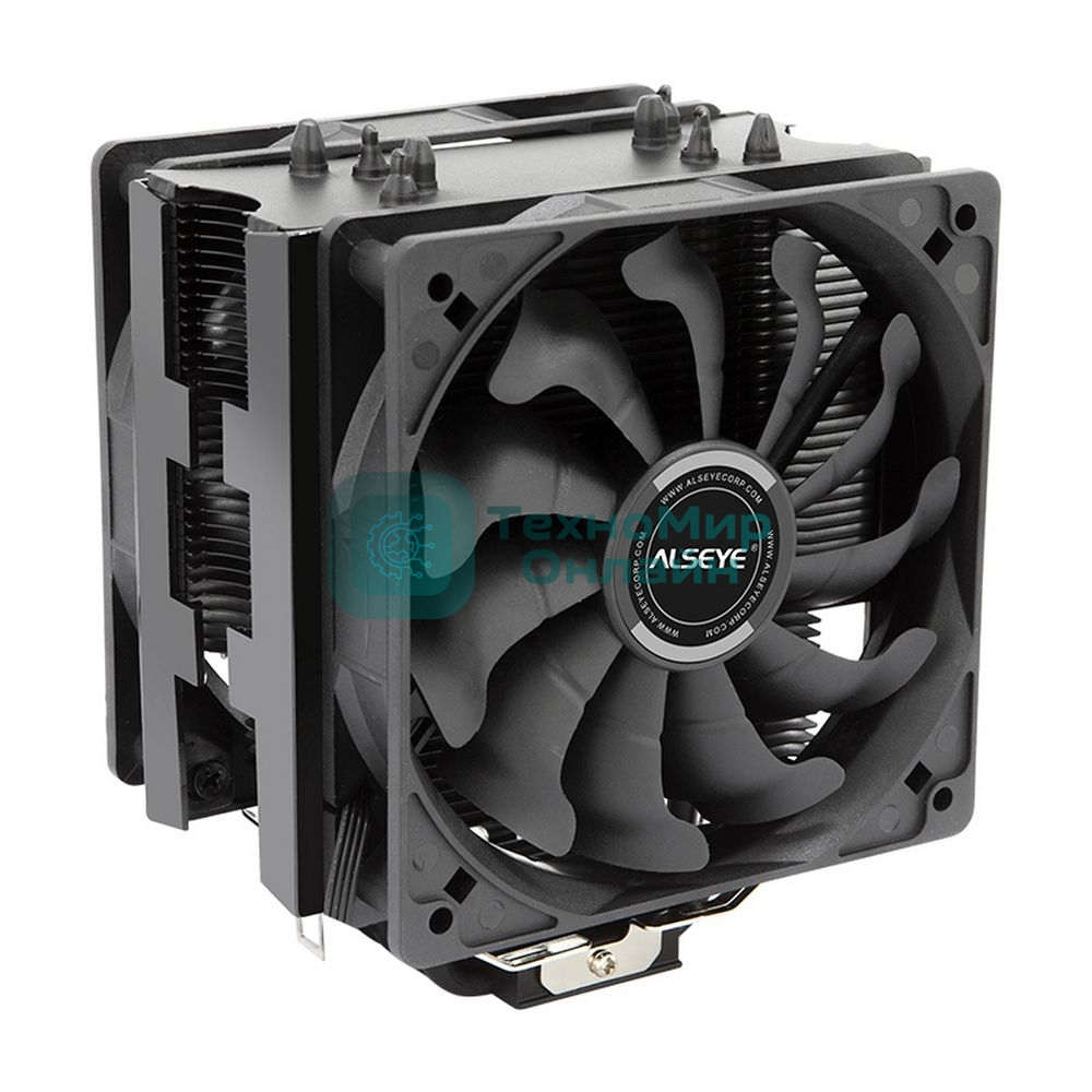 Кулер для процессора Alseye S120D-B черный, 120 мм, алюминий/медь, 1700 об/мин, 38.8 дБ, 4 pin, 135 Вт, 153 мм