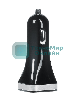 Автомобильное зарядное устройство QUMO 2A, 2 USB, 1A+1A черный, кабель Apple 8 pin в комплекте