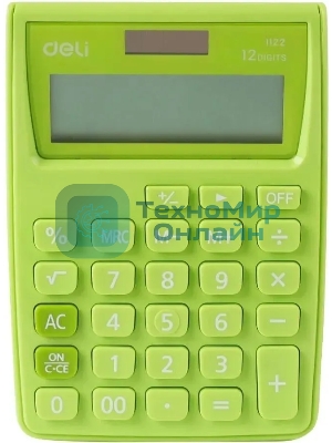 Калькулятор настольный Deli E1122/GRN зеленый 12-разр.