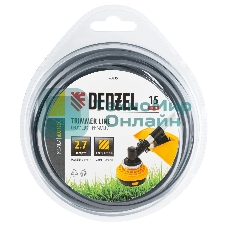 Леска для триммера Denzel армированная алюминием квадратная, 2,7мм х 15м, блистер ALUFLEX
