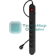 Сетевой фильтр Ippon NF-EU-3-16 3 м, 6 розеток, черный, коробка