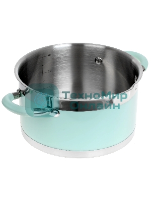 Кастрюля Lara LR02-542 MINT 20x11см, 3,3 л, носик, индукционное дно, крышка с бортом, полипропилен, силикон, нержавеющая сталь