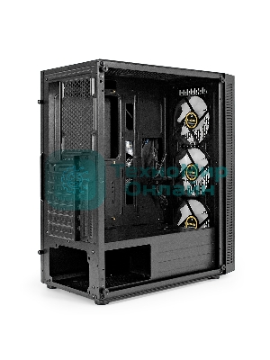 Компьютерный корпус Miditower ExeGate EVO-5001A-450NPX (ATX, БП 450NPX с вент. 12 см, 2хUSB+1хUSB 3.0+HD Audio, черный, 3 вент.12см с RGb подсветкой, боковая панель - закаленное стекло)