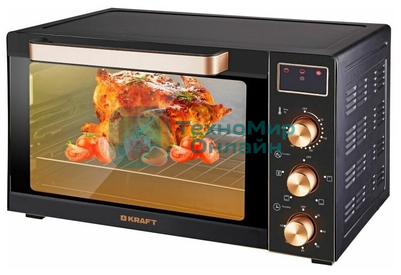 Мини-печь Kraft KF-MO 3506 KGLB (черный/золото) с дисплеем