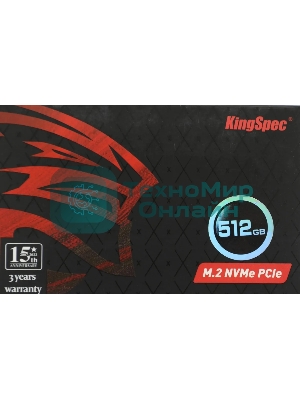 Накопитель SSD KingSpec NX-512, 512Gb, PCIe 3.0 x4, M.2 2280, NVMe, R/W 3400/3100
