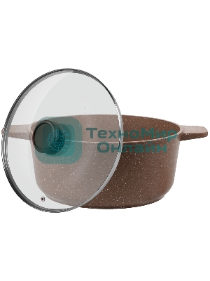 Кастрюля Maunfeld CARMEL MF26CRM01CR, 26 см, 5 л из литого алюминия со стеклянной крышкой