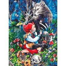 Картина по номерам БЕЛОСНЕЖКА 952-AS Красная шапочка и серый волк