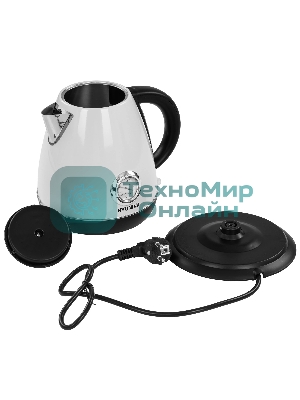 Чайник электрический Hyundai HYK-S4502 1.7 л, 2200 Вт, жемчужный/черный (корпус: нержавеющая сталь/пластик)