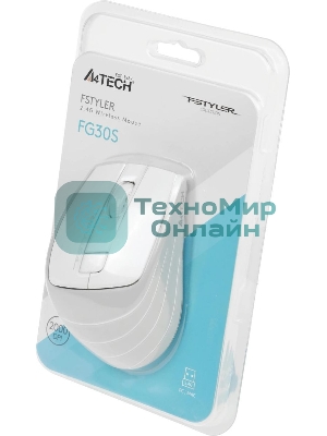 Мышь беспроводная A4Tech Fstyler FG30S белый/серый, 2000 dpi, радиоканал, USB, кнопки - 6