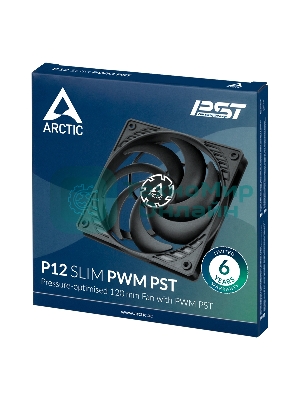 Вентилятор для корпуса Arctic P12 SLIM PWM PST черный, 120 мм, 2100 об/мин, 22.5 дБ, 4 pin