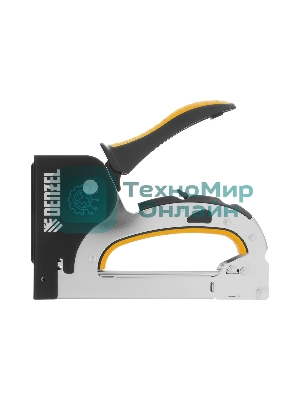 Степлер мебельный Denzel, стальной корпус, быстрая загрузка, регул. силы удара, тип 53, 4-14 мм