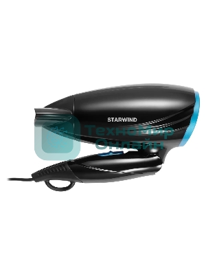Фен Starwind SHD 7066 черный/синий, 1600 Вт, компактный, ионизация