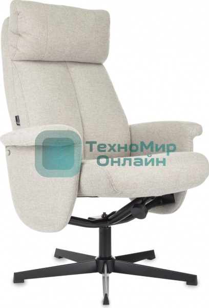 Кресло для дома Бюрократ Baron с пуфом бежевый, металл черный крестов. (_BARON/BEIGE)