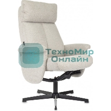 Кресло для дома Бюрократ Baron с пуфом бежевый, металл черный крестов. (_BARON/BEIGE)