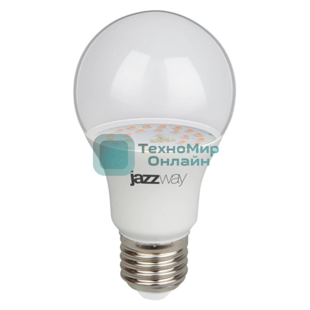Лампа светодиодная JazzWay PPG A60 Agro 9Вт грушевидная прозрачная E27 IP20 для растений clear