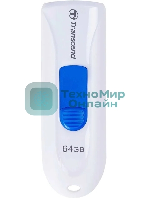 Флешка USB Transcend JetFlash 790 (TS64GJF790W), 64Gb, USB 3.0, R/W 70/25, белый/синий