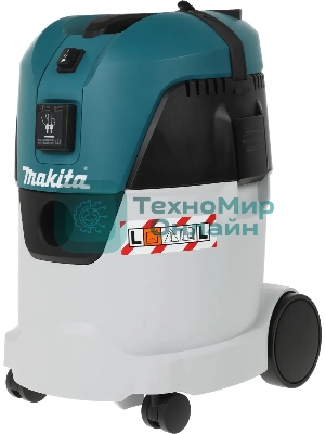 Строительный пылесос Makita VC2512L серый, 1000 Вт, уборка сухая/влажная, пылесборник мешок/контейнер, 25 л