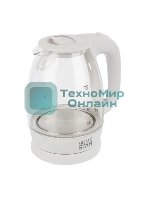 Чайник электрический Homestar HS-1012 1.7 л, стекло, белый (003566)