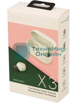 Наушники TWS Edifier X3 белый, внутриканальные, Bluetooth, до 6 ч