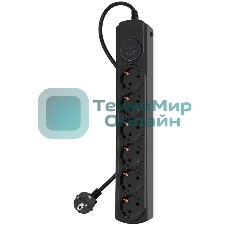 Сетевой фильтр Ippon BK-6-EU-3-10-B 3 м, 6 розеток, черный, коробка