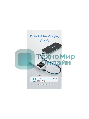 Портативный аккумулятор Vention 10000mAh(M/C-A/A)22.5W белый с LED Дисплеем