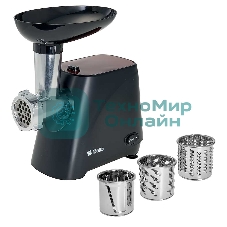 Мясорубка электрическая DELTA DL-6106M черный, 2000 Вт, 1.8 кг/мин, реверс, защита от перегрузки, насадки - 5