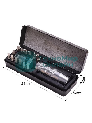 Ударно-поворотная отвертка с набором бит 13 шт Deli DL8901 (PH1, PH2x2, PH3, PH4, SL5, SL6, SL8, SL9, H4, H5, H6, H8), Cr-V, пласт. кейс