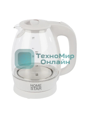 Чайник электрический Homestar HS-1012 1.7 л, стекло, белый (003566)