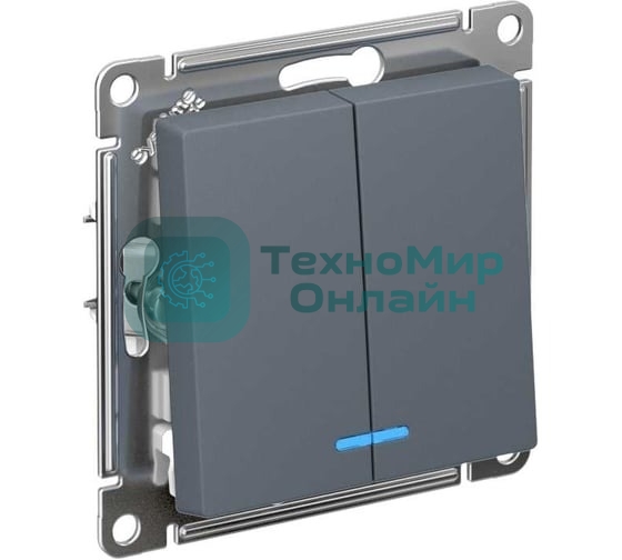 Механизм выключателя 2-кл. СП AtlasDesign 10А IP20 (сх. 5а) 10AX с подсветкой грифель