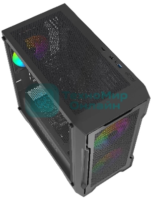 Компьютерный корпус Powercase Mistral Micro X3B ARGb, Tempered Glass, 3x 120мм ARGb PWM Fan, черный, mATX (CMMXB-A3)