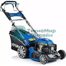 Бензиновая газонокосилка Hyundai L 4610SE самоходная, электрозапуск, двигатель Hyundai ICV145,4-х такт, 3.5 л.с./145 см3, Ширина среза 45,7 см, Высота среза 25-75 мм, 35 кг