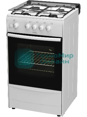 Плита газовая Darina 1B GM 441 005 W белый/черный, конфорок 4 шт, духовка 50 л, 50 см x 85 см x 51 см