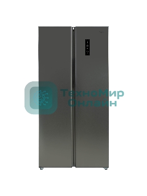 Холодильник Бирюса SBS 400 I нержавеющая сталь двухкамерный 232/168 л морозилка слева, No Frost, Side-by-side