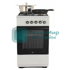 Плита комбинированная Flama L FK 1412 белый, конфорок 4 газовых, духовка 50 л, 50 см x 85 см x 60 см