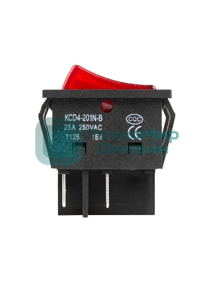 Выключатель клавишный Rexant 250V 25А (4с) ON-OFF красный с подсветкой