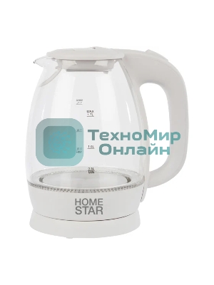 Чайник электрический Homestar HS-1012 1.7 л, стекло, белый (003566)