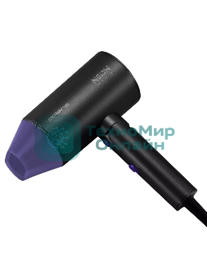 Фен Polaris PHD-2120 TI черный/фиолетовый, 2400 Вт, компактный, ионизация