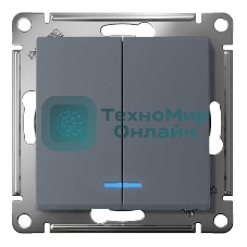 Механизм выключателя 2-кл. СП AtlasDesign 10А IP20 (сх. 5а) 10AX с подсветкой грифель